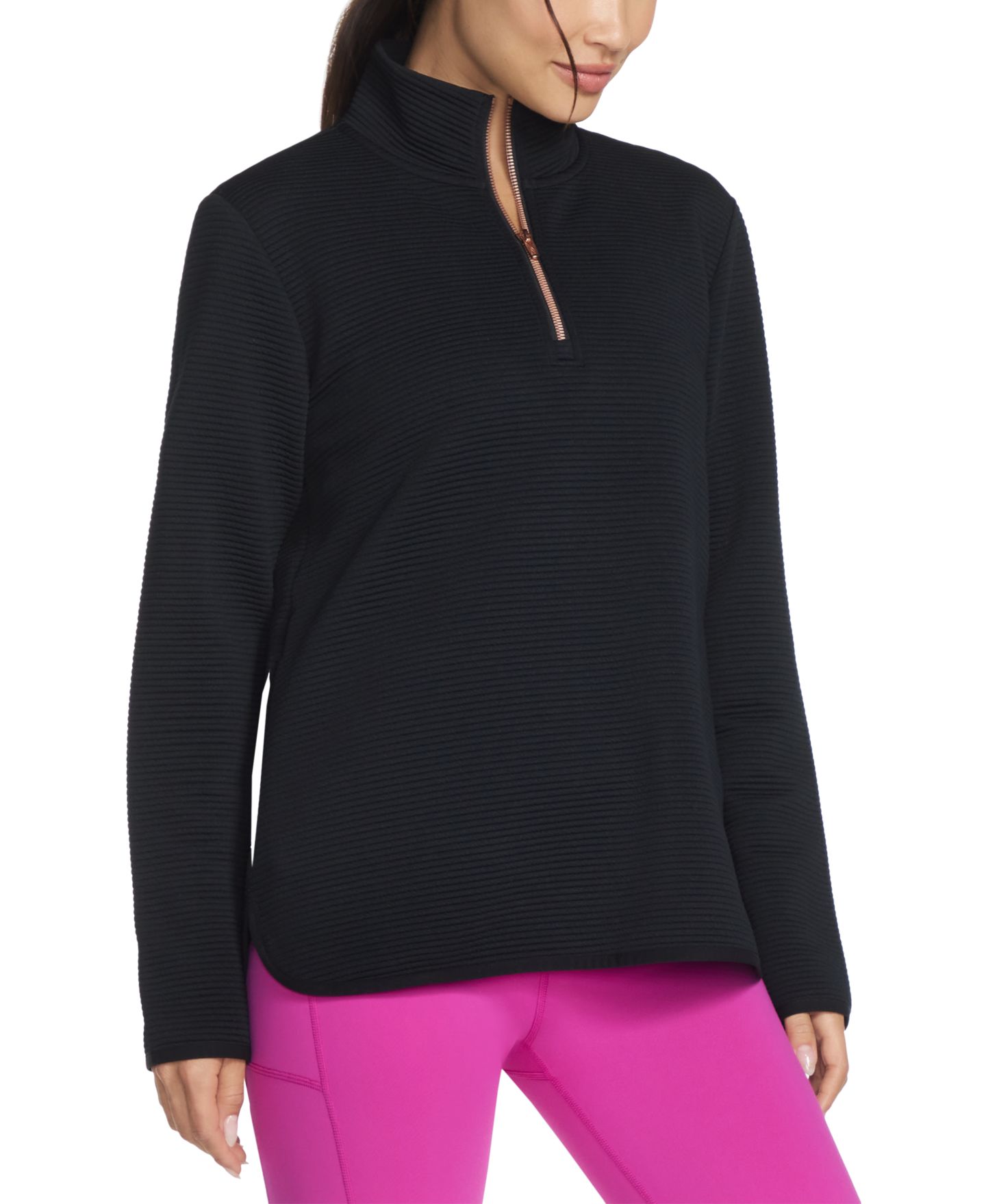 Женская толстовка на молнии Skechers Sketchers Go Walk Ottoman 1/4 Zip - Cozy Fit, цвет: Насыщенный чёрный — фото 4