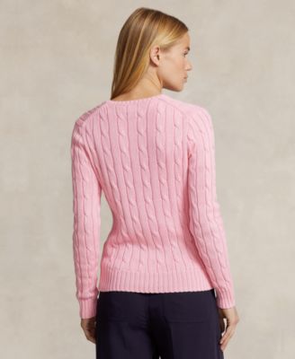 Women's Cable-Knit Cotton V-Neck Sweater