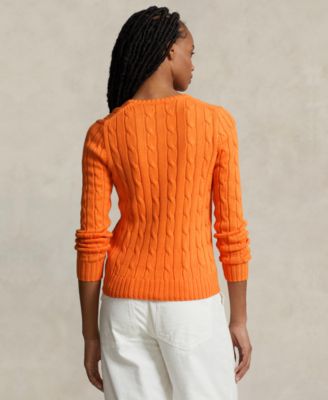 Women's Cable-Knit Cotton V-Neck Sweater