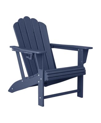 2-Piece Outdoor Patio HDPE Adirondack Chair With Ottoman and Cup Holder Set