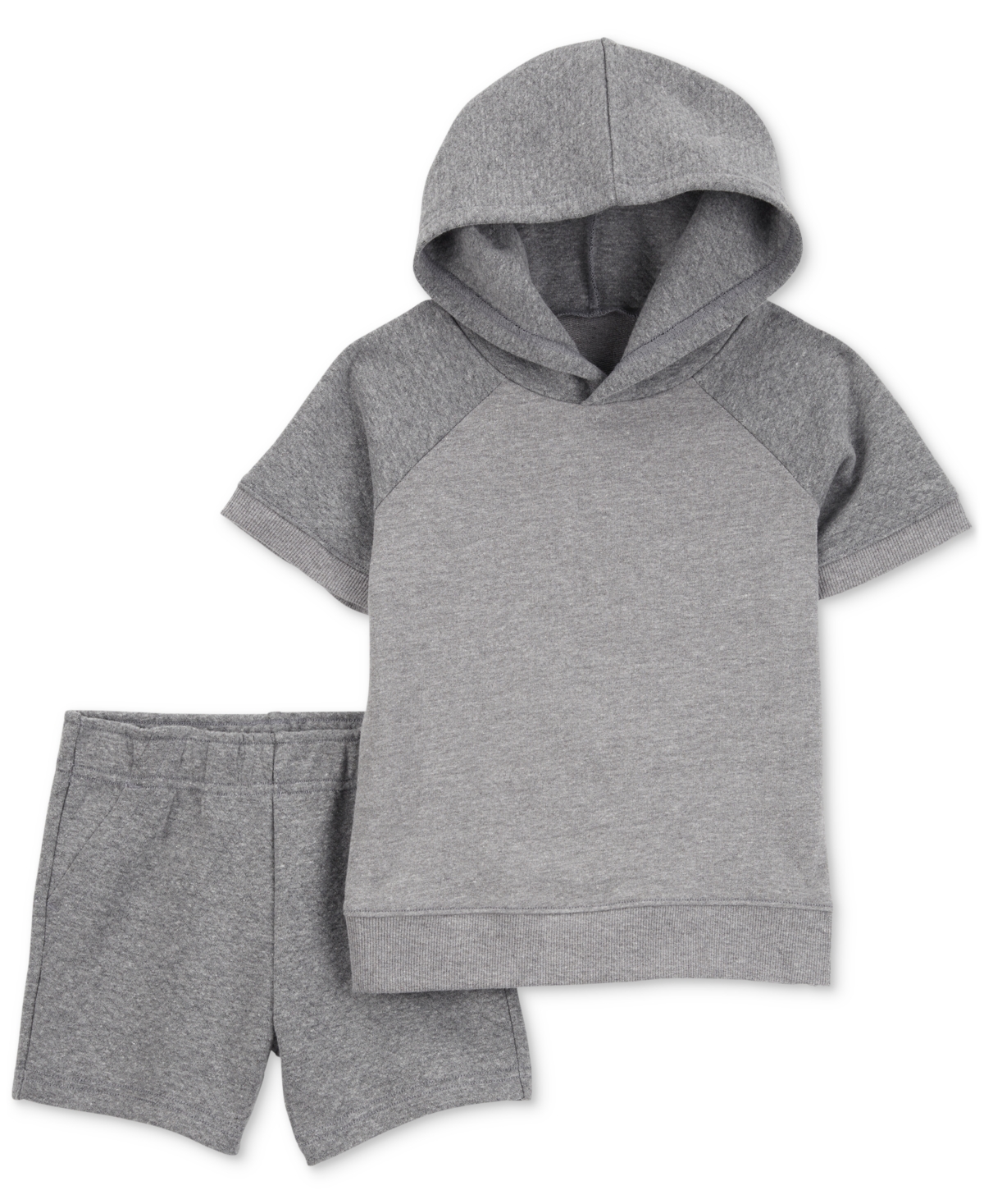 Carter's Toddler Boys Quilted Hooded Shirt & Shorts, 2-piece Set In Gray