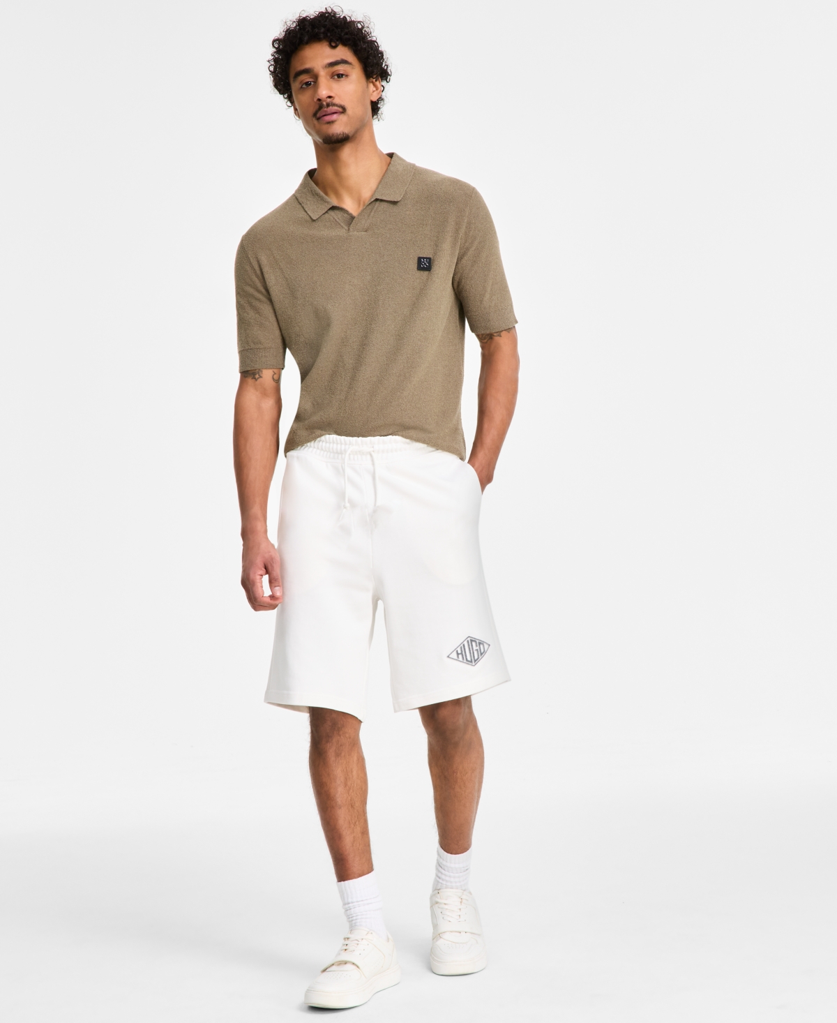 Hugo by Hugo Boss Men's Cotton Relaxed 9" Pull-On Shorts - Natural