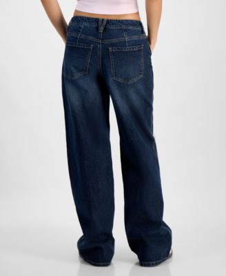 Juniors' High Rise Baggy Wide-Leg Curvy Jeans