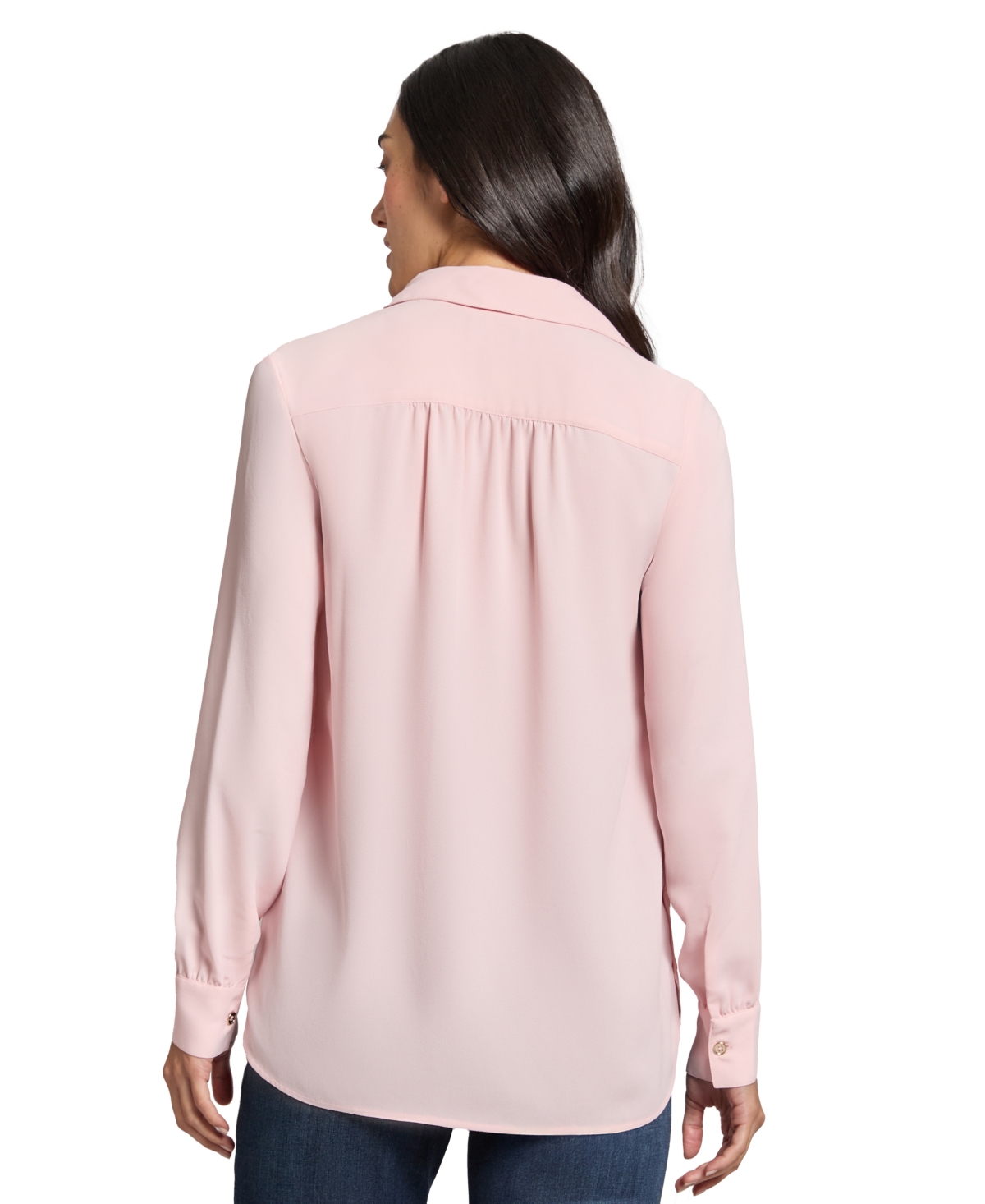 JONES NEW YORK PETITE BUTTON-SIDE COLLARED TOP 