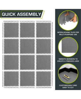 Exercise Puzzle Mat 1/2-in, Blue, 48 Sq Ft - 12 Tiles