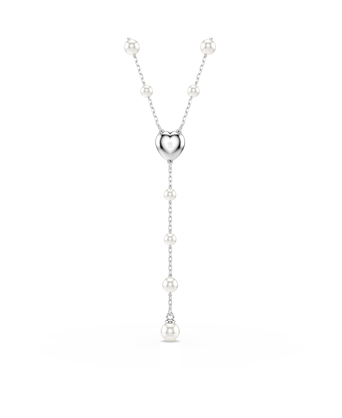 Swarovski X Ariana Grande Rhodium Plated Heart Mixed Cuts Y Necklace In Silver