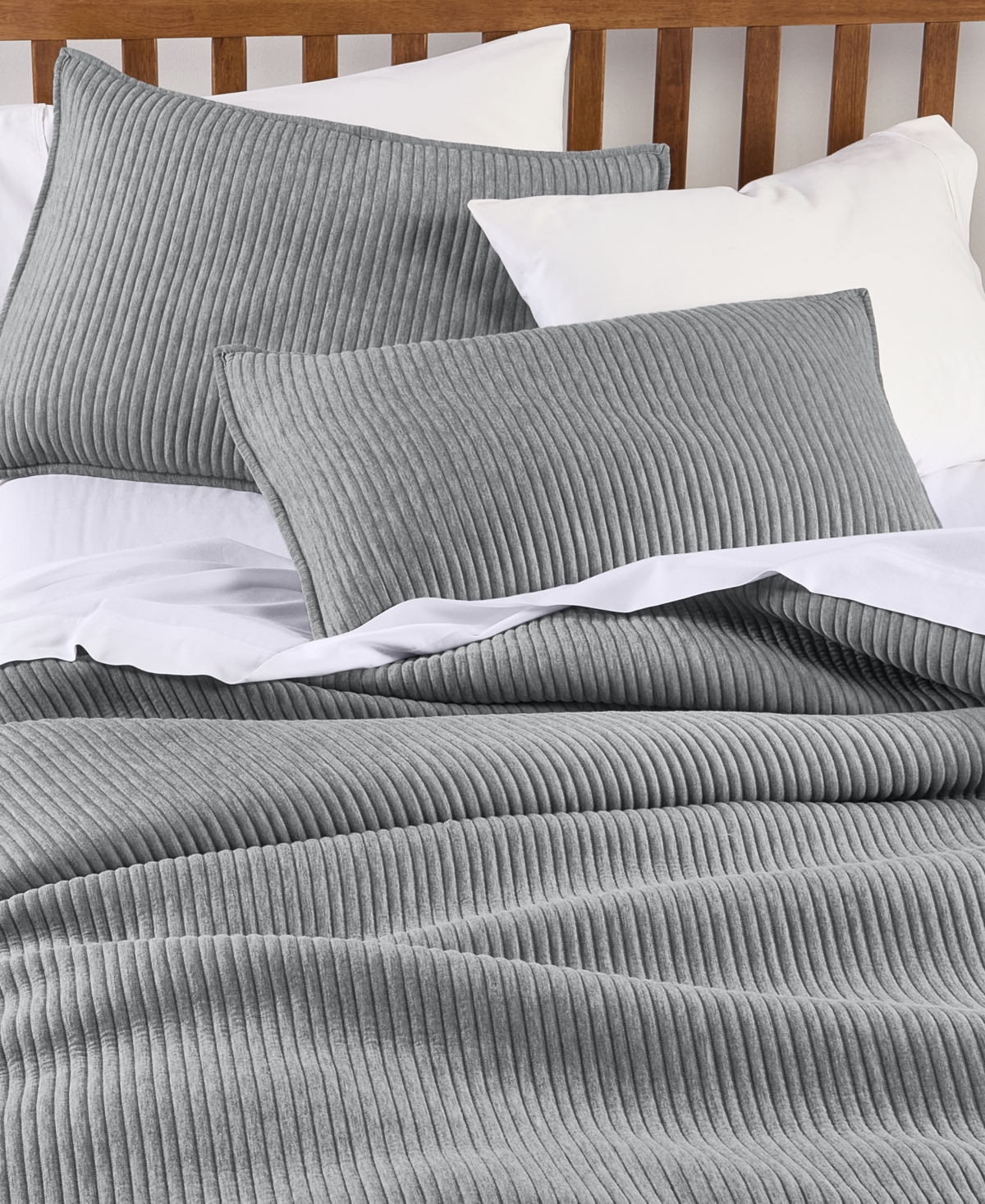 Arch Studio Heathered Jersey 3-pc. Quilt Set, Full/queen, Exclusively At Macy's In Dark Gray