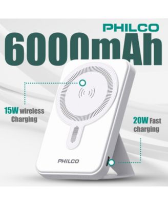 MAGSAFE Power Bank 6000mAh, Portable Wireless Charger with MagSafe , USB-C, Leather Holder for iPhone 12/13/14/15