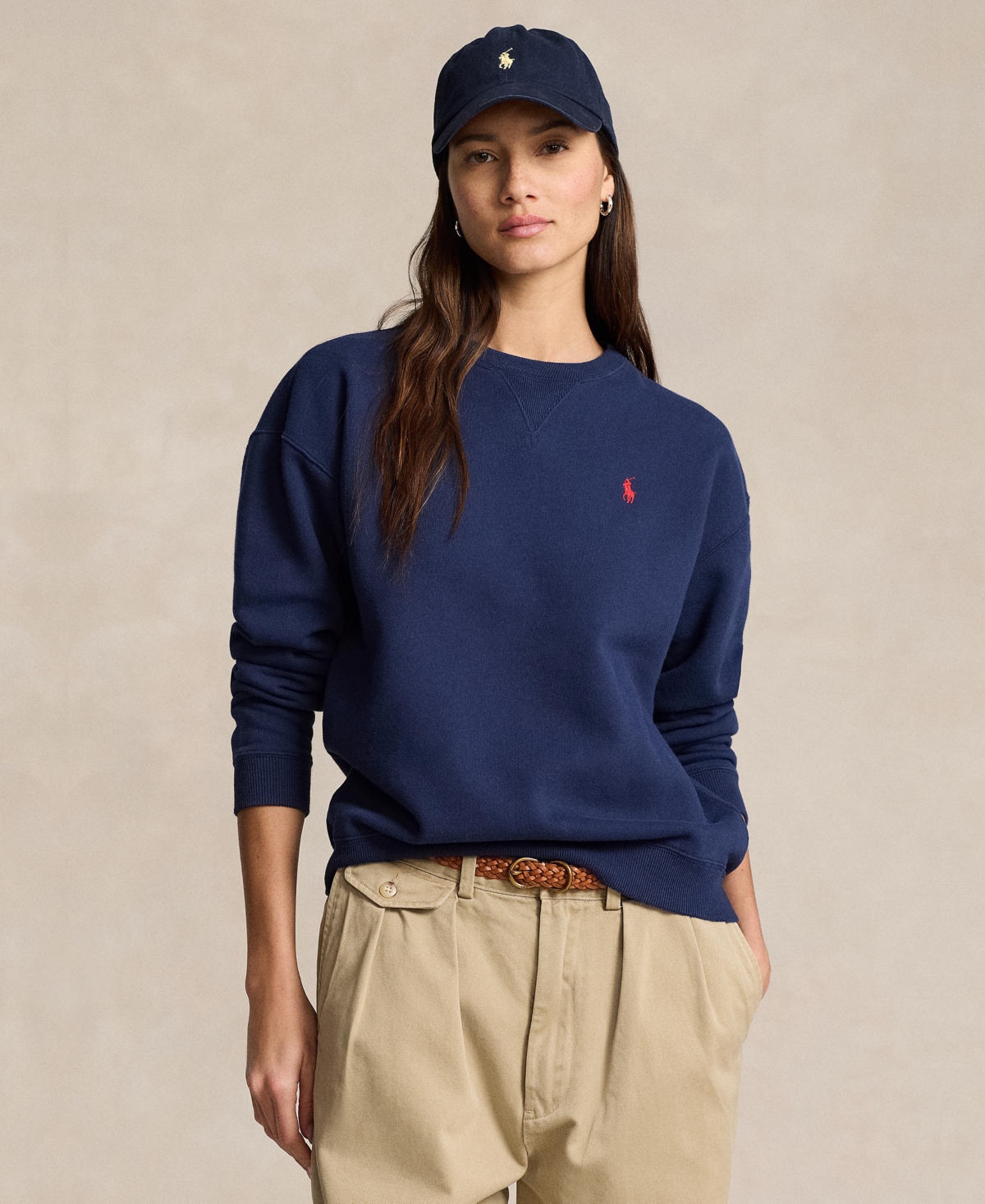 Shop Polo Ralph Lauren Women's Fleece Crewneck Sweatshirt In Cruise Navy