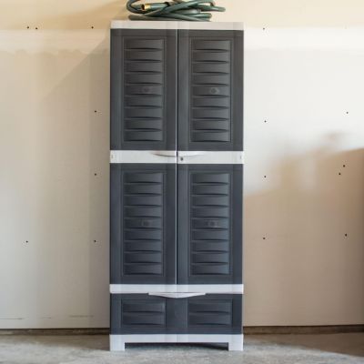 Versatile Storage Cabinet with 3 Adjustable Shelves and Lockable Doors - 57.5"