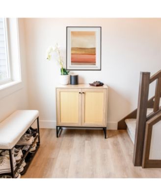 2-Door MDF Accent Cabinet with Built-In Shelf and Rattan Doors - 31.5" W x 15" D x 33" H