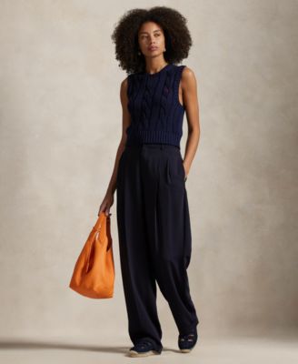 Women's Cable-Knit Cotton Cropped Sweater Vest