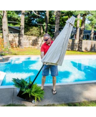 Rolling Outdoor Umbrella Base with Fillable Planter for Umbrellas with 2" Diameter Poles