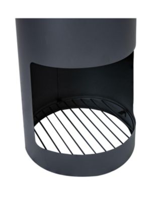 Steel Chiminea with Built-In Log Holder - Black - 59" H