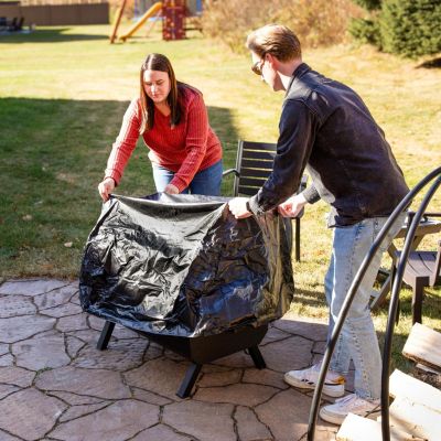 Steel Grilling Fire Pit with Mesh Spark Screen and Protective PVC Cover - Black - 36." W x 32.5" D x 23.75" H