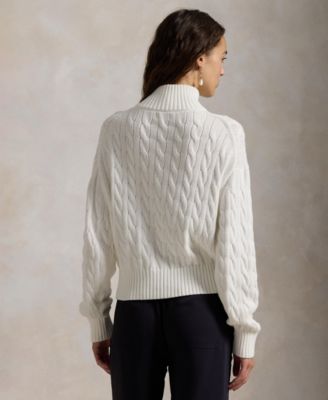 Women's Cable-Knit Cotton Quarter-Zip Sweater
