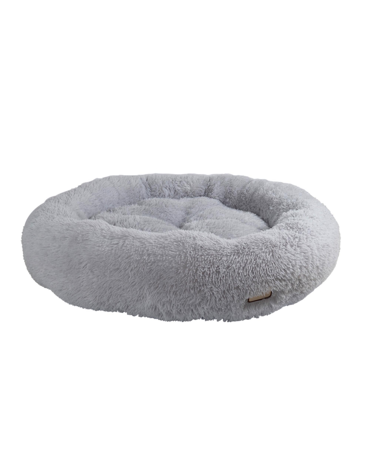 Extra Large, 41 Inches Round Fluffy Dog Beds for Large Dogs, Anti-Anxiety Plush Dog Bed, Machine Washable Gray Pet Bed C71NHS - Silver gray