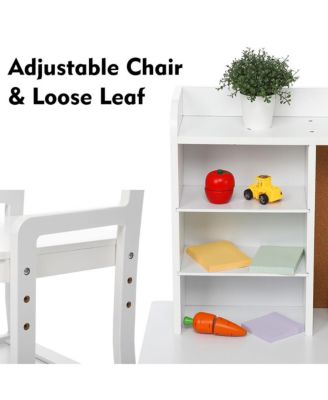 Wooden Study Desk and Chair Set for Kids,White Learning Table