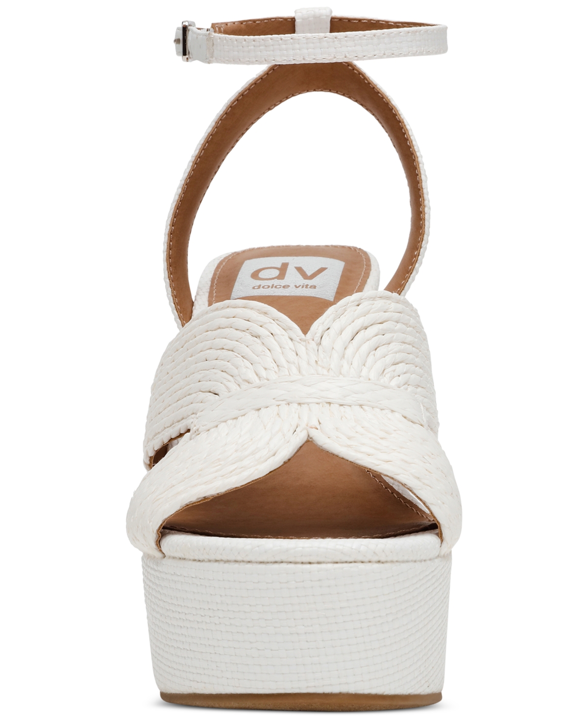 Dv Dolce Vita Women's Waylan Raffia Platform Crossband Dress Sandals In White Raffia