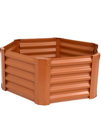 41" W x 16" Deep Raised Powder-Coated Steel Hexagon Planter Garden Bed Kit