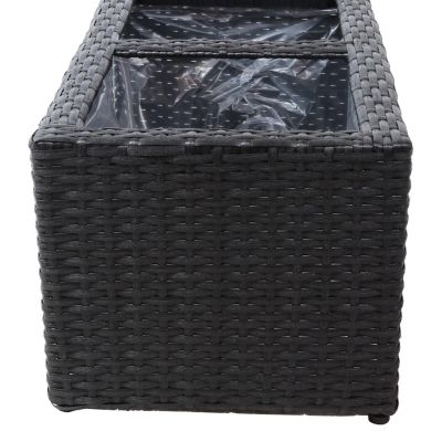 2-Section Rectangle Polyrattan Indoor Planters - 21.5" W x 11.5" D x 9.25" H - 2-Pack