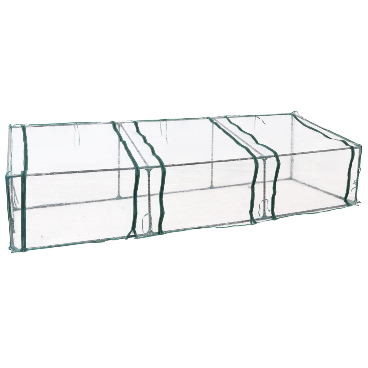 Outdoor Portable Slanted Top Plant Shelter Mini Cloche Greenhouse with Zipper Doors - Clear