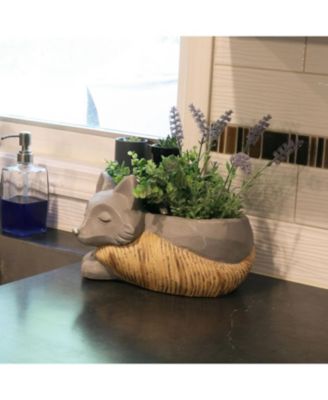 Finley the Fox Planter Statue - Indoor/Indoor Decorative Figurine - 12"