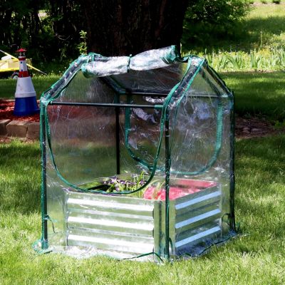 Steel Raised Garden Bed with PVC Greenhouse Cover - Clear