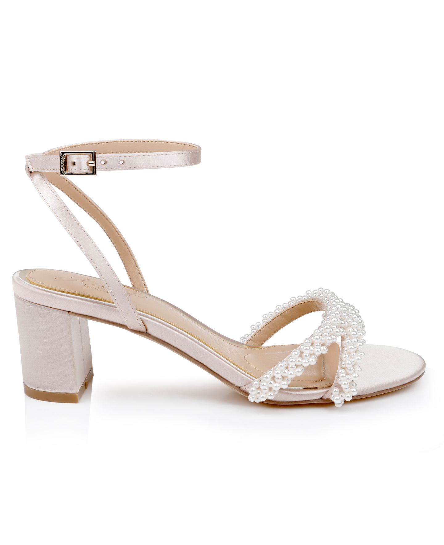 Женские сандалии Jewel Badgley Mischka Ninnette Block Heel, цвет: Шампань атласный — фото 2