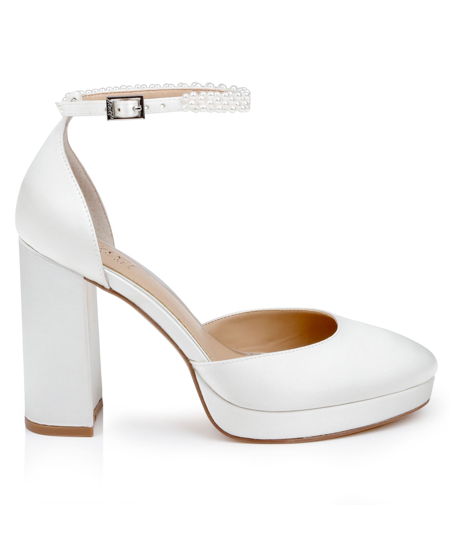 Женские туфли Jewel Badgley Mischka Noble Bridal Block Heel Pumps, цвет: Слоновая кость атласный — фото 2