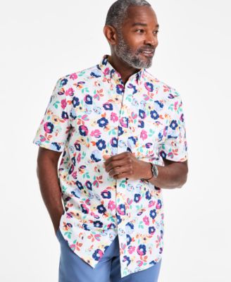 Men's Craig Floral Poplin Short-Sleeve Shirt, Exclusively at Macy's