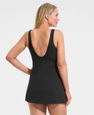 Plus Size Scoop Neck Mini Swim Dress Swimsuit