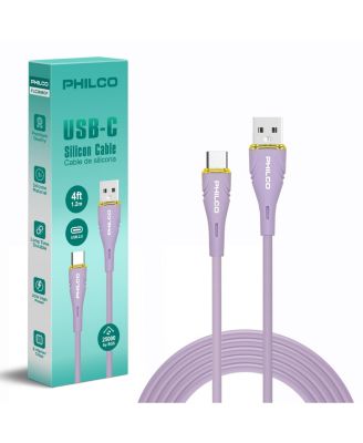 USB A To Type C Cable, Silicone, 4Ft Length, 20W Fast Charging, High-Speed Data Transfer, Compatible with USB-C Devices, Tangle Free.