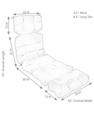 Indoor/Outdoor Olefin Polyester Tufted Chaise Lounge Chair Replacement Cushion - 23" x 75"