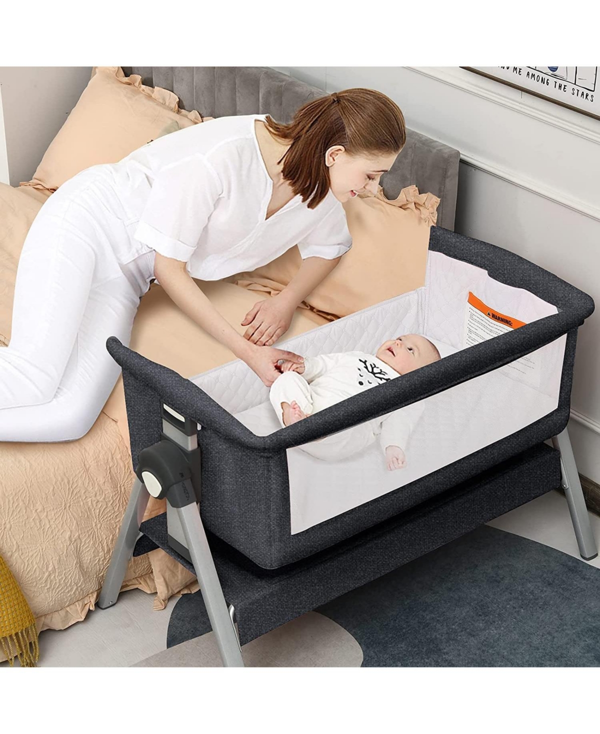 Gouun Portable Baby Bedside Sleeper with Adjustable Heights and Angle