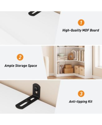 Farmhouse Bookshelf Corner Bookcase 72.8” Large Bookcase Wood Bookshelf Tall L Shaped Bookshelf