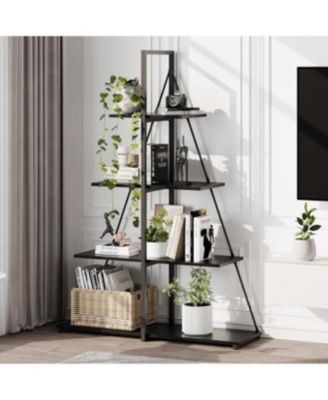 Bookcase, 4-Tier Ladder Bookshelf, A-Shaped Ladder Shelf Display