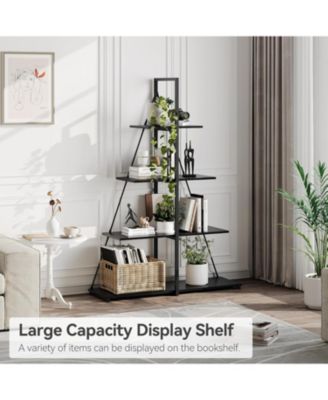 Bookcase, 4-Tier Ladder Bookshelf, A-Shaped Ladder Shelf Display