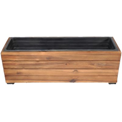 Indoor/Outdoor Rectangle Acacia Wood Planter Box with Plastic Liner - 24.25"