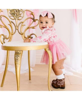 Baby Girls Coquette Bow Long Sleeve Tutu Bodysuit