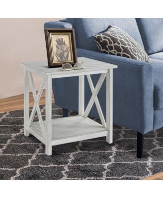 1 Open Shelf End Table with X-Shaped Accents Stylish and Functional Storage for Living Room or Bedroom