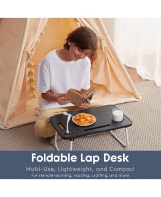Foldable & Lightweight Lap Desk with USB Ports - Ideal for Working, Reading, or Eating - Small