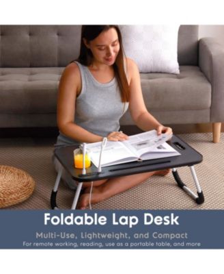 Foldable & Lightweight Lap Desk with USB Ports - Ideal for Working, Reading, or Eating - Large