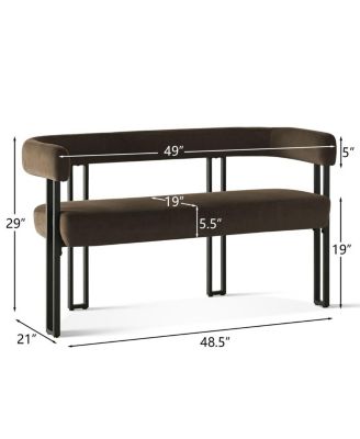 Velvet Upholstered 2-Seater Bench, Modern Loveseat Sofa for Living Room, Bedroom, or Entryway