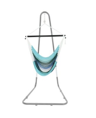 Polyester Rope Hanging Caribbean-Style Hammock Chair Swing for Patio, Porch, or Yard - Lagoon Stripes