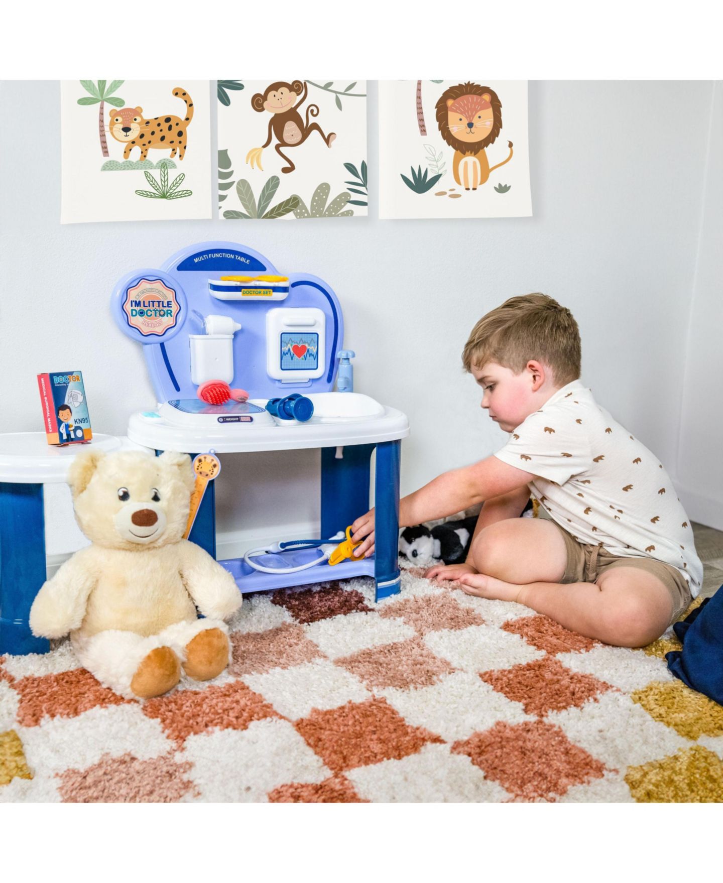 Детские игрушки Sunnydaze Decor Little Doctor Interactive Stethoscope with Lights and Sounds 12-Piece Pretend Play Vet Station, Ages 3+ — фото 7