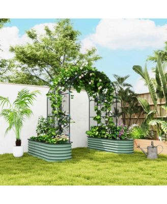 Raised Garden Beds with Arch Trellis, Galvanized Planter Box