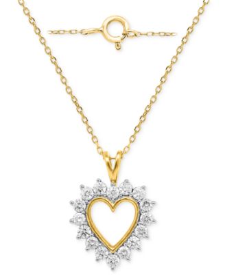 Forever Grown Diamonds Lab-Grown Diamond Heart 18 Pendant Necklace 1 ct tw in Sterling Silver or 14k Gold-Plated Sterling Silver - Gold-Plated S 700$
