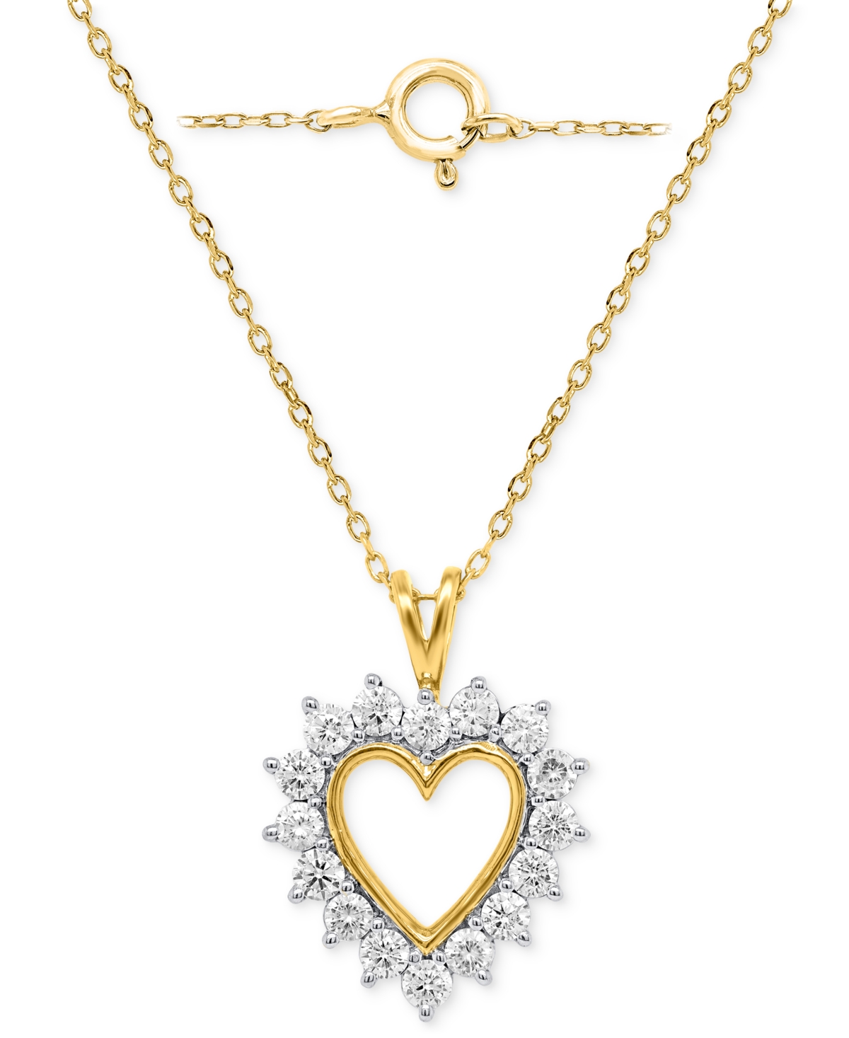 Lab-Grown Diamond Heart 18" Pendant Necklace (1 ct. t.w.) in Sterling Silver or 14k Gold-Plated Sterling Silver - Gold-Plated S
