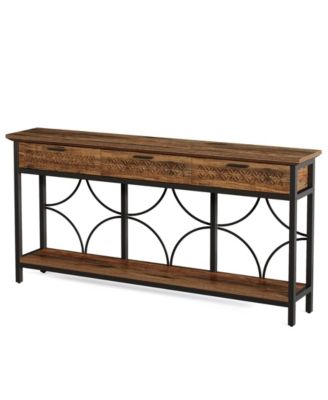 Console Table with Drawers, 70.9" Extra Long Entryway Table with Storage, Farmhouse Behind Couch Table Hallway Table Wood Accent Table